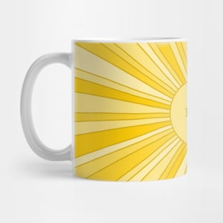 Retro sun with mellow rays in gold and yellow + HOPE Mug